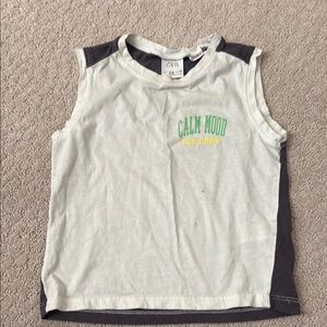 Zara White and Gray Athletic Tank Top